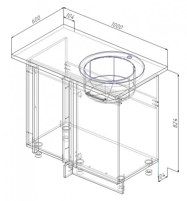 Шкаф нижний 1000 угловой Санвут МДФ