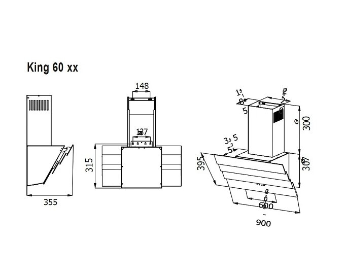 Наклонная вытяжка Evelux King 60 WG
