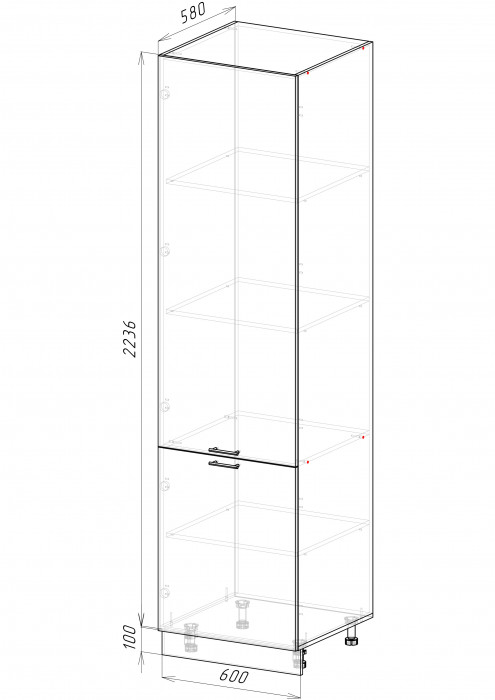 Пенал глухой широкий П1 600/2336 Норд