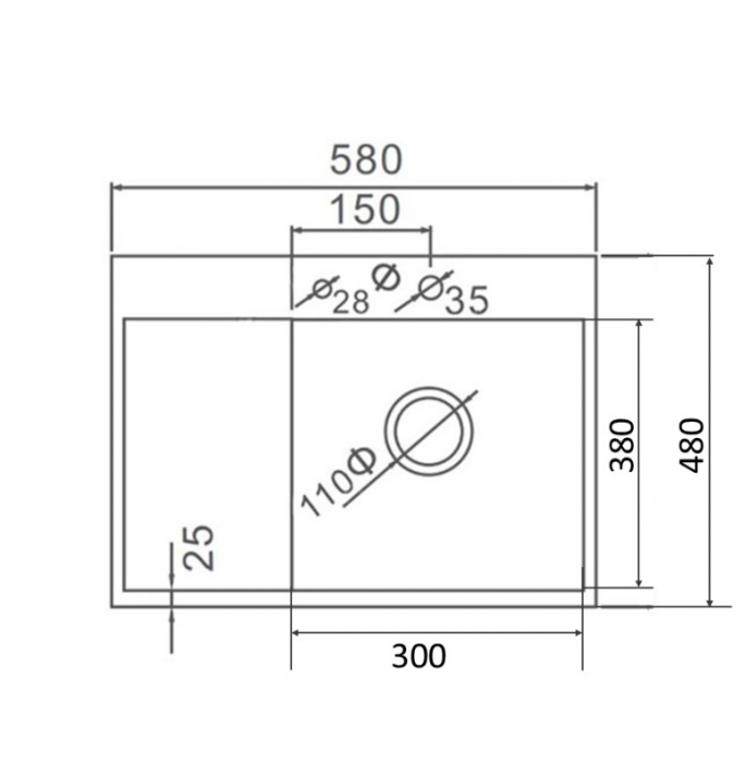 Мойка 580х480 для кухни DASKE 5848