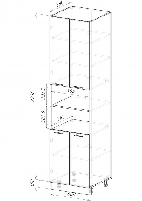Пенал с нишей ПД2 600/2336 Норд