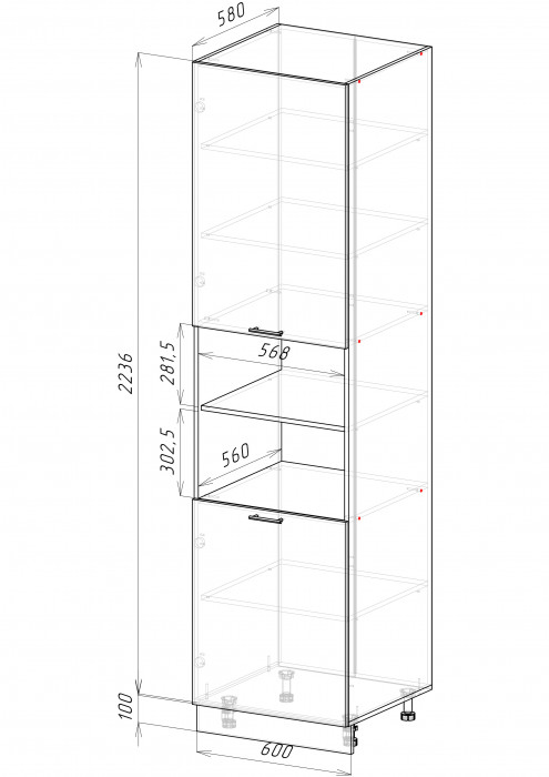 Пенал с нишей под духовой скаф ПД1 600/2336 Норд