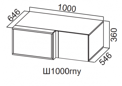 Шкаф навесной 1000х360х646 прямоугловой Квадро СВ