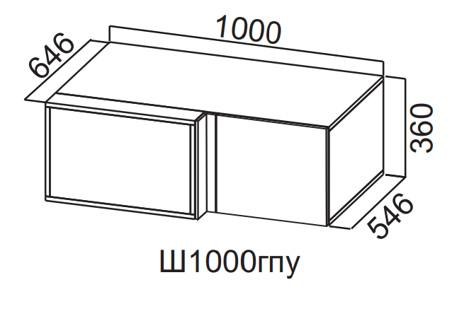 Шкаф навесной 1000х360х646 прямоугловой Квадро СВ