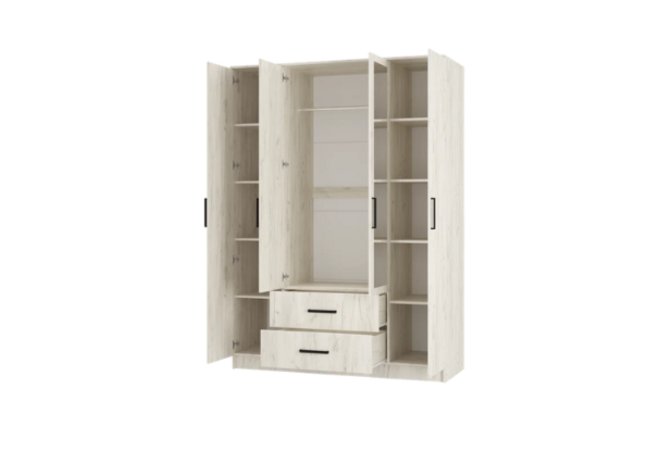 Шкаф 4-х створчатый крафт белый Фиеста
