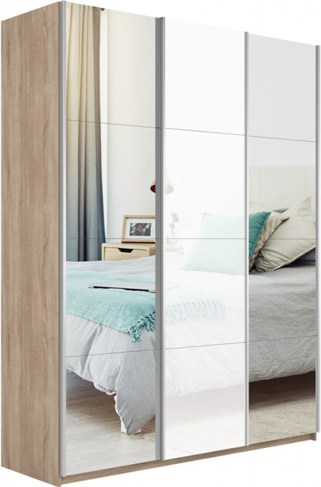 Шкаф купе Прайм 3-х дв. с 2 зеркалами и стеклом 2100 Е1