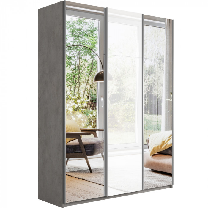 Шкаф купе Прайм 3-х дв. с 2 зеркалами и стеклом 2100 Е1
