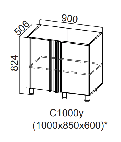 Шкаф нижний 1000 угловой Квадро СВ 