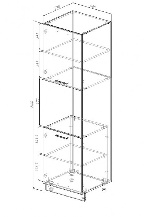 Пенал 600/2160 под духовой шкаф Санвут МДФ