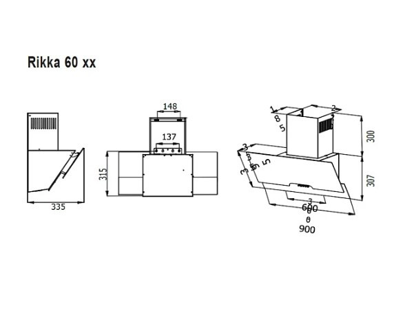 Наклонная вытяжка Evelux Rikka 60 WG