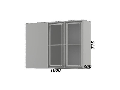 Шкаф верхний угловой ШВУПС 1000 чёрное стекло Норд