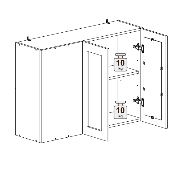 Шкаф верхний угловой ШВУПС 1000 чёрное стекло Норд