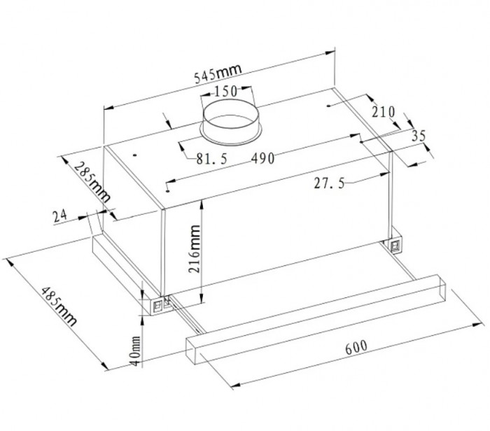 Встраиваемая вытяжка Evelux Tel 60 BG