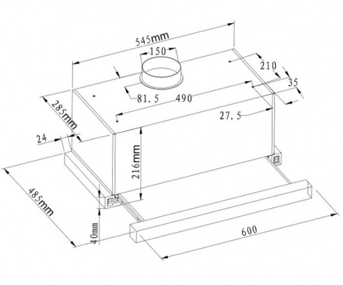Встраиваемая вытяжка Evelux Tel 60 WG