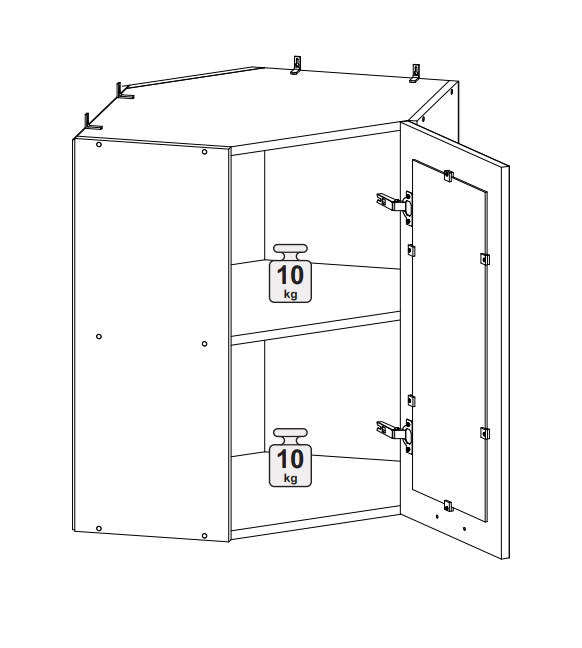 Шкаф верхний угловой ШВУС 600х600 чёрное стекло Норд