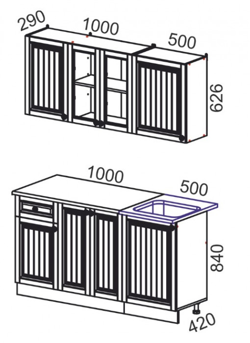 Кухня Хозяюшка 1,5 м