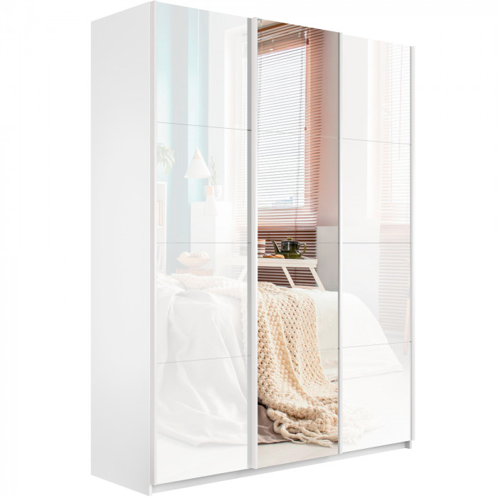 Шкаф купе Прайм 3-х дв. с 2 стеклами и зеркалом 1800 Е1 