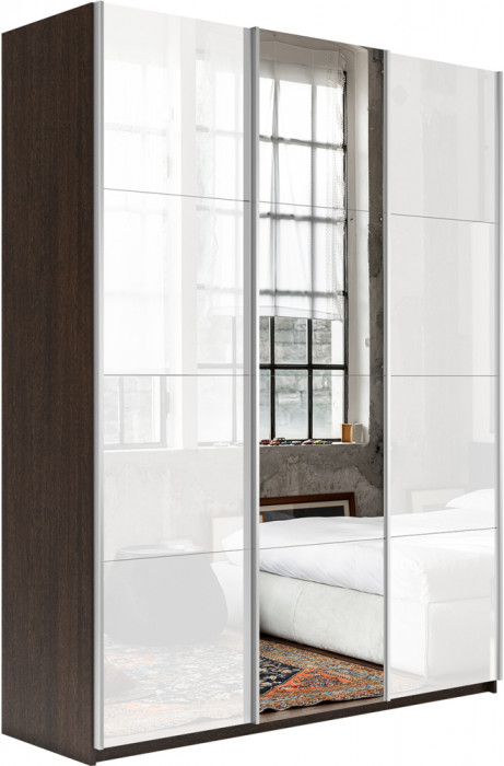 Шкаф купе Прайм 3-х дв. с 2 стеклами и зеркалом 1800 Е1 
