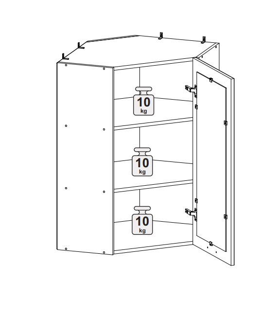 Шкаф верхний угловой ШВУС 600х600/920 чёрное стекло Норд
