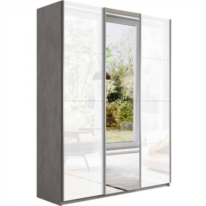 Шкаф купе Прайм 3-х дв. с 2 стеклами и зеркалом 2100 Е1