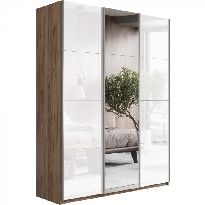 Шкаф купе Прайм 3-х дв. с 2 стеклами и зеркалом 2100 Е1