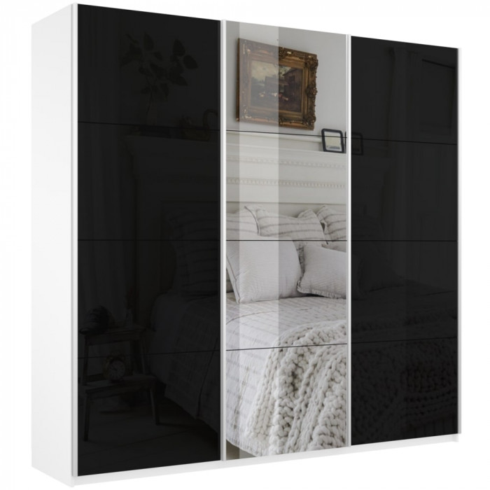 Шкаф купе Прайм 3-х дв. с 2 стеклами и зеркалом 2100 Е1