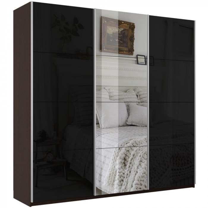 Шкаф купе Прайм 3-х дв. с 2 стеклами и зеркалом 2100 Е1