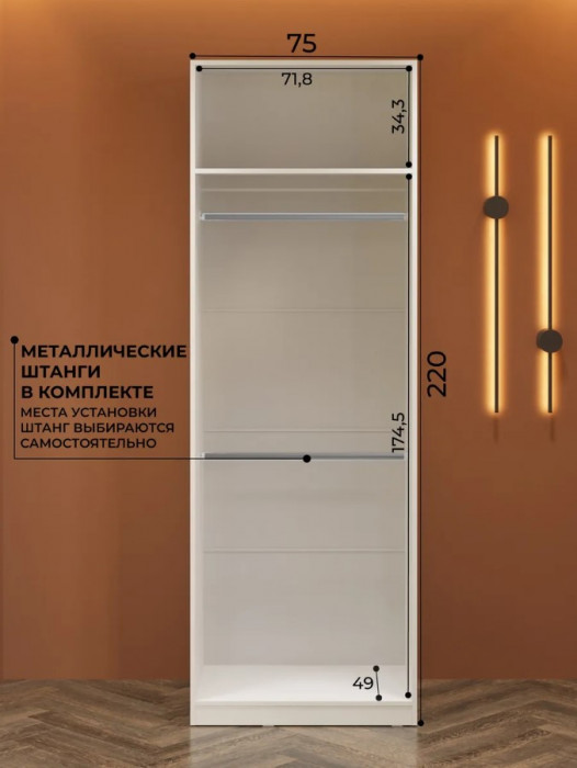 Шкаф с полкой и штангами 750 Эккервуд 