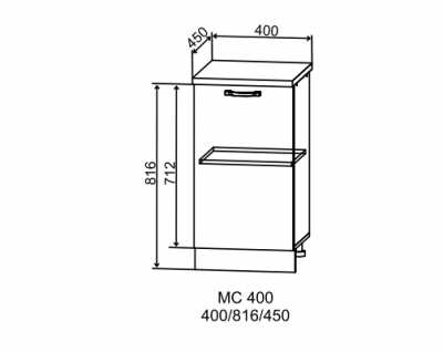 Шкаф нижний неглубокий МС 400 Квадро (ДСВ)