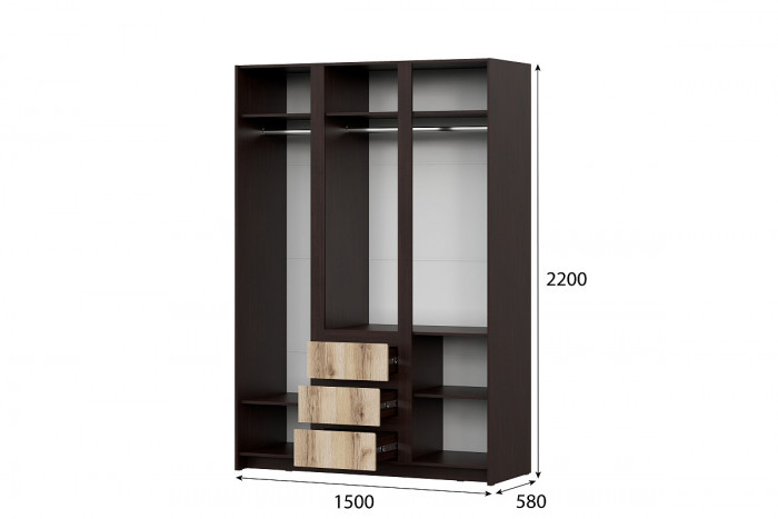 Шкаф для одежды 3-х створчатый Прага