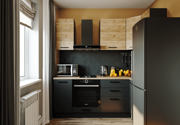 Кухонный гарнитур угловой Дели-2200х1000 (стол. 26 мм)