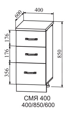 Шкаф нижний 400 3 ящика метабоксы Капля