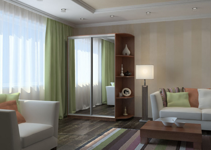 Шкаф купе Ксения 1400  с зеркалами и угловым элементом 300