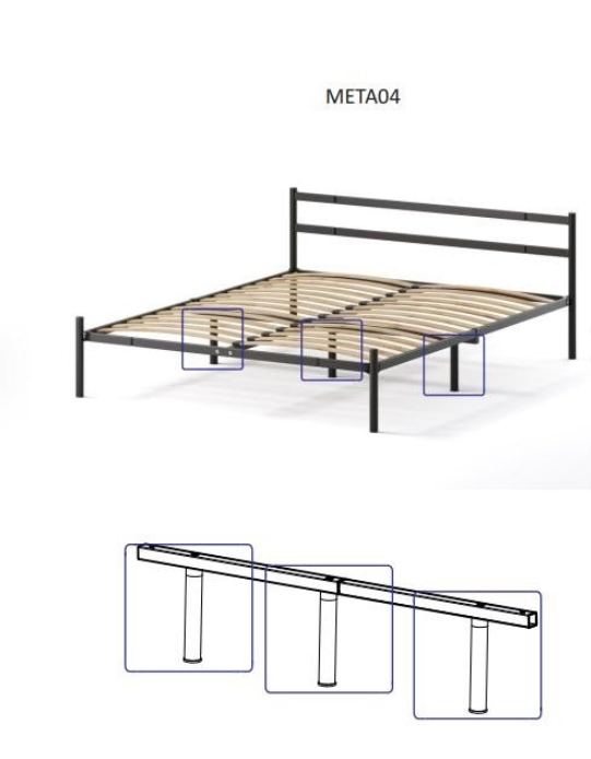 Кровать металлическая разборная 800х2000 Мета 04