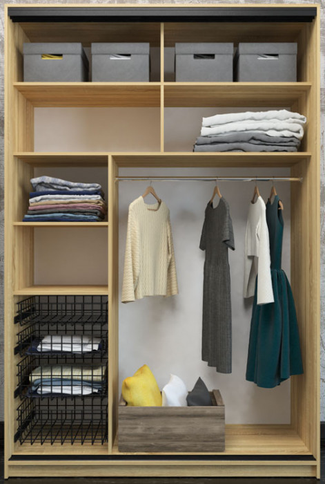 Шкаф купе Лофт 1600 фасад МДФ белый глянец 3г