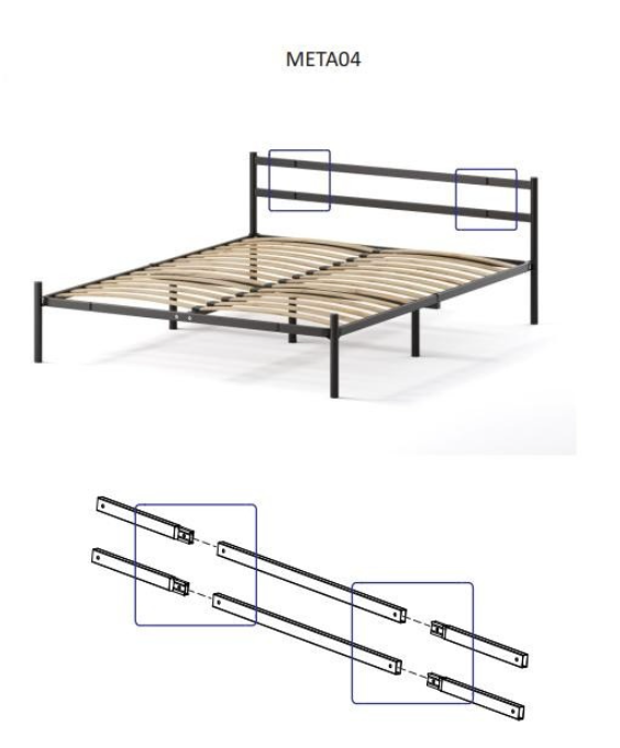 Кровать металлическая разборная 900х2000 Мета 04