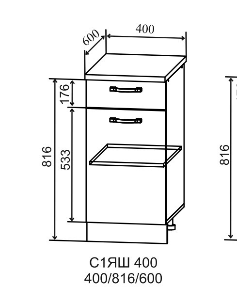 Шкаф нижний 400 с 1 ящиком Тренто