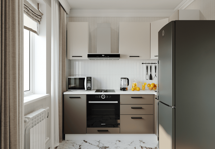 Кухонный гарнитур угловой Латте-2200х1000 (стол. 26 мм)