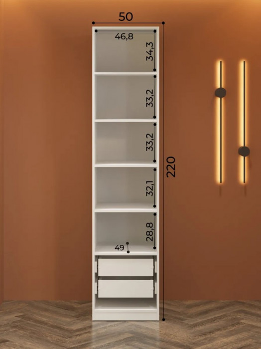 Пенал с 2мя ящиками и 5ю полками Эккервуд