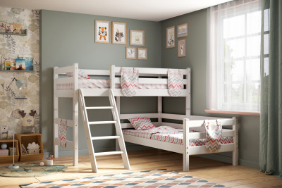 Угловая кровать Соня с наклонной лестницей вариант 8