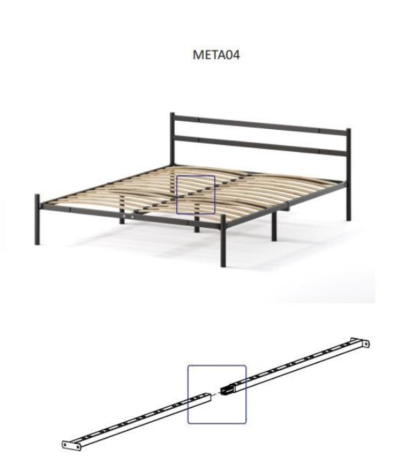 Кровать металлическая разборная 1200х2000 Мета 04