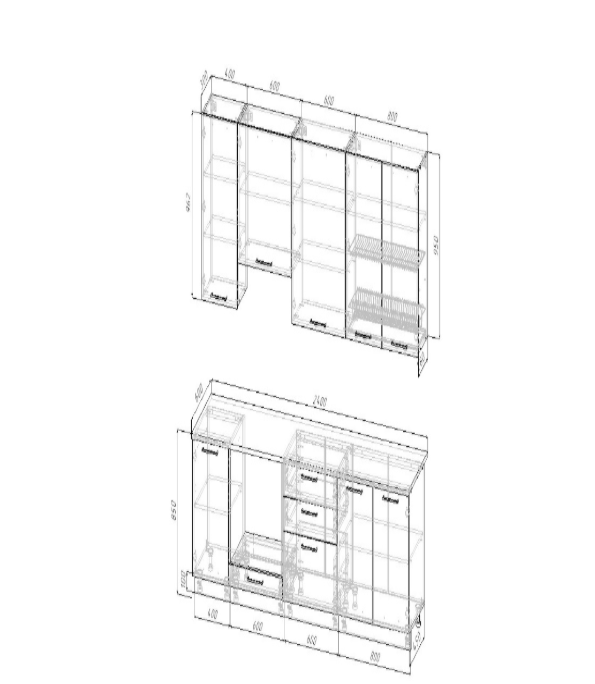 Кухонный гарнитур Вегас 2400х950 мм (стол. 26 мм) 
