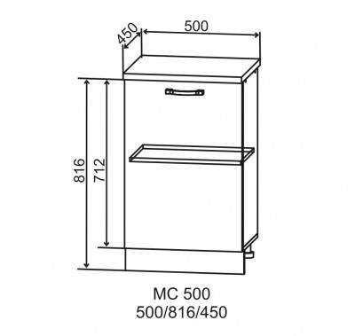 Шкаф нижний 500 малой глубины Фортуна ДСВ