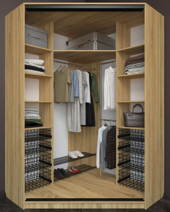 Угловой шкаф-купе Лофт фасад зеркало 3г