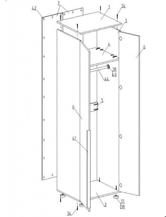 Шкаф 2-ств для одежды 800 Тефия