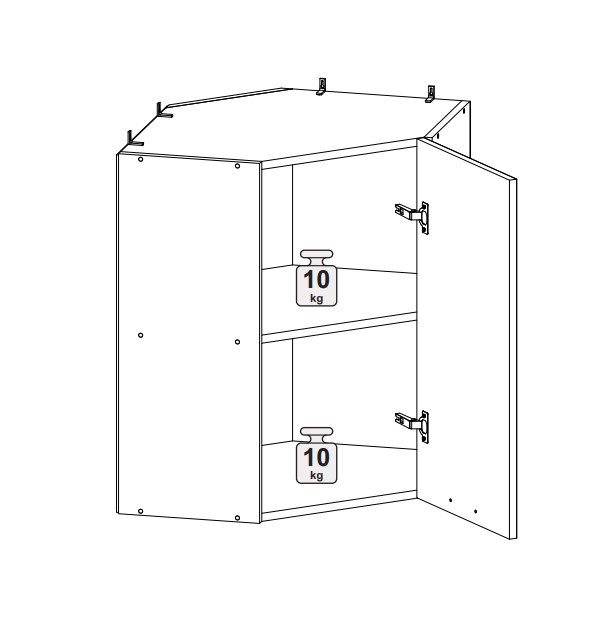 Шкаф верхний 600х600 со стеклом Олива металлик