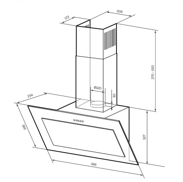 Наклонная вытяжка LEX MIO G 600 GREY 