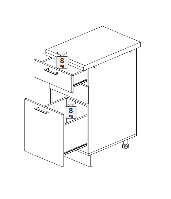 Шкаф нижний 400 с 3 ящиками Олива глянец