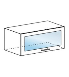 Шкаф верхний 800 горизонтальный со стеклом Ксения