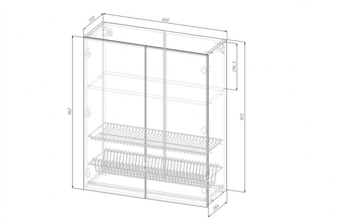 Шкаф навесной 800/960 с посудосушителем Санвут